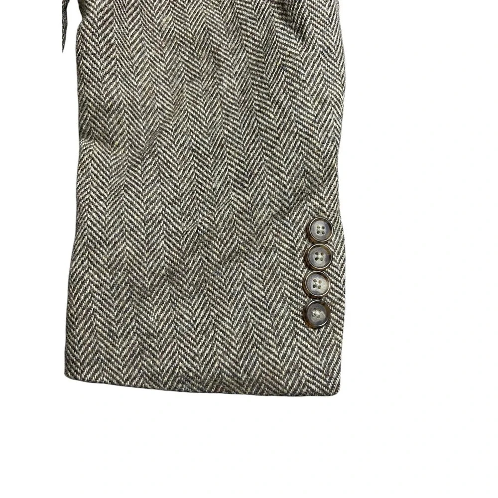Lands' End Men's Wool Tweed‎ 2-Button Blazer Brown Beige Herringbone 42 R